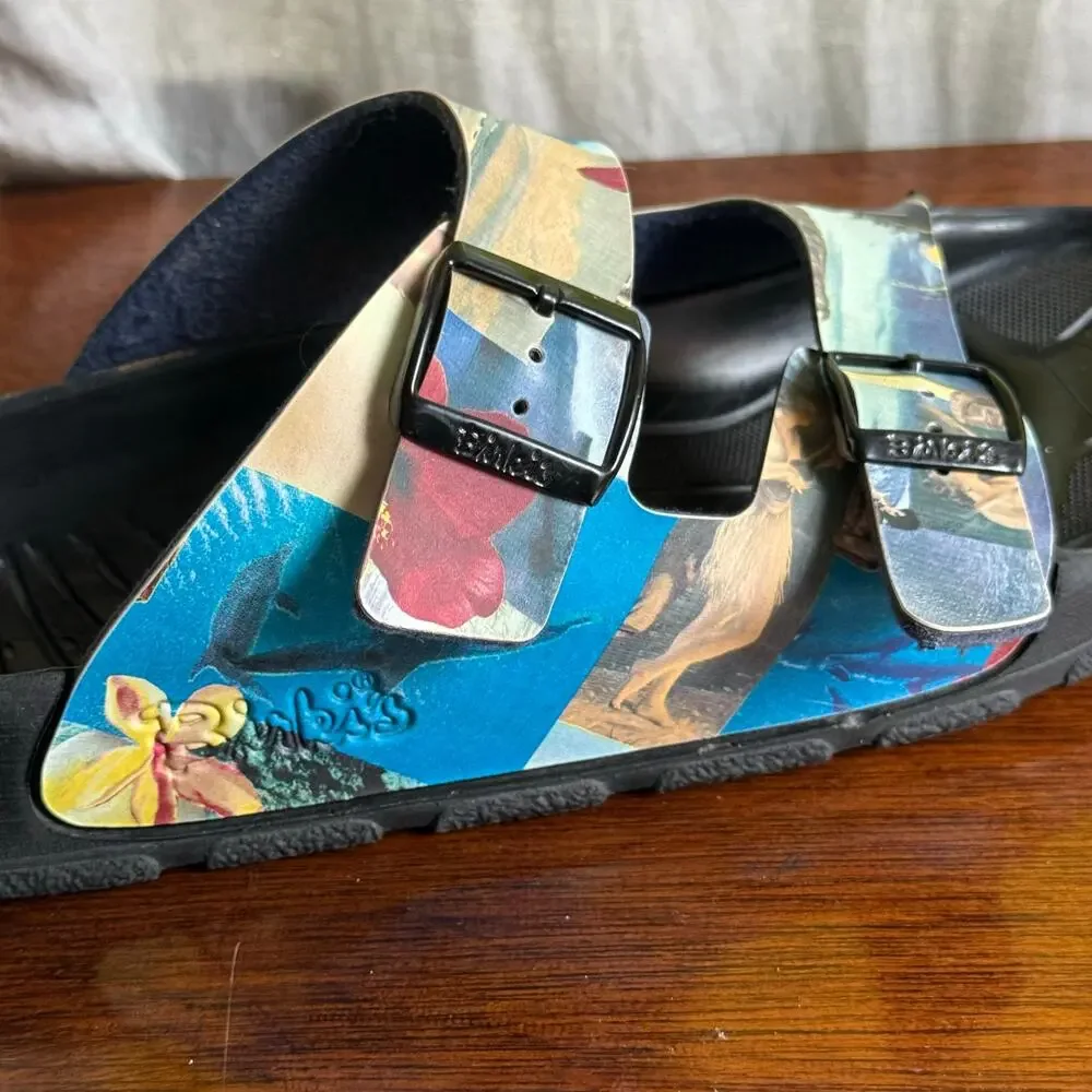 Birki's by Birkenstock Y2K Hawaii Tiki Sandals Colorful Buckle Women Size 41 R - Picture 6 of 12